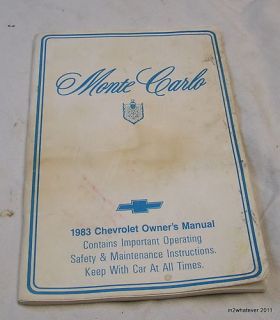 1983 Chevy Monte Carlo Owners Manual