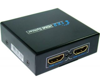 Port HDMI Splitter Switch Amplifier 1x2 1 in 2 Out 3D 1080p HDTV DVD 