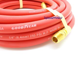 New 25ft x 1 4 ID Goodyear Red Rubber Air Hose Compressor 250PSI Home 