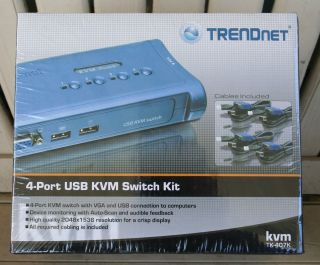 TRENDnet TK 407K 4 Port USB KVM Switch Kit with 4 sets of cables 