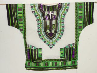   African White Green DASHIKI 100% Cotton Africa Fashion Clothing OSFM