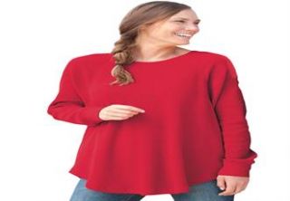 Plus Size Top, oversized t shirt in solid thermal knit  Plus Size 