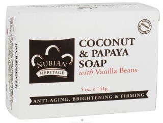 Nubian Heritage   Bar Soap Coconut & Papaya   5 oz. with Vanilla Beans