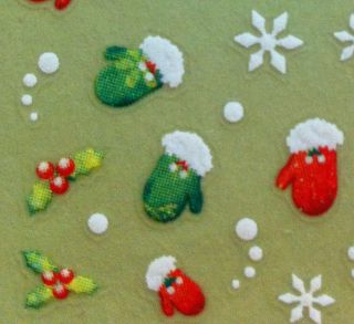 Nail Art 3D Sticker Glitter Christmas Holidays Decal Mitten Snowflakes 
