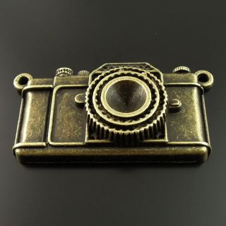 55 28mm Bronze Tone Camera Antique Vintage Charm Jewelry Pendant 