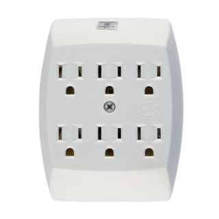 Globe 6 Grounded Outlet in Wall Adapter White