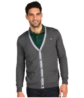 Lacoste Cotton Jersey Cardigan w/ Stripe Tipping    