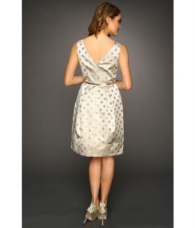 Eliza J Satin Jacquard Dress with Pleated Skirt    