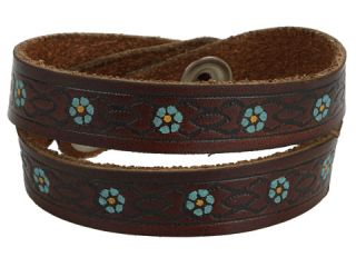 Lucky Brand Brown Embroidered Leather Bracelet    