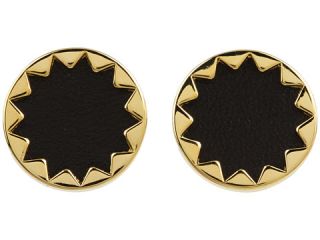 House of Harlow 1960   Sunburst Button Earrings with Black Leather