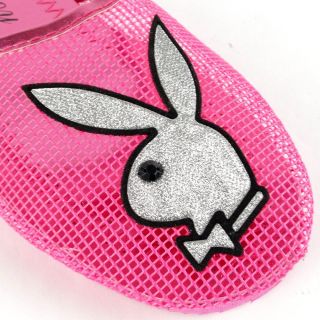 Playboy Womens Bunny Slipper Mesh Sandals Color Pink Size 8