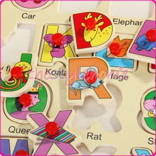 Wooden Baby Learning Alphabet Letter Puzzle Toy Safety