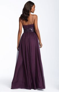 ABS Allen Schwartz Sequin Waist Chiffon Dress Gown 12
