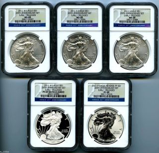   ANNIVERSARY SILVER DOLLAR EAGLE SET NGC PF69 MS69 A25 EARLY RELEASES