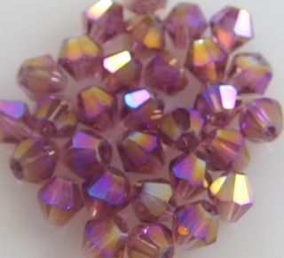   Shipping 100pcs AB 4mm Glass Lots Bicone Loose Crystal Bead A25