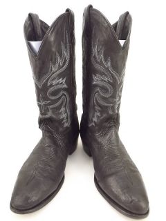Mens cowboy boots black leather Abilene 9 D western embroidered 