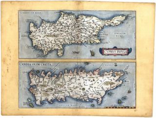 1570 Ortelius Map Cyprus Candia olim Coeta Islands of Cyprus Crete 93