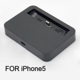 Black 8 Pin Base Dock Charger Cradle with Audio Output Port for iPhone 