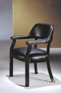 Captain Black Bycast Leather Cherry Wood Accent Chair