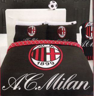 Milan AC Football Club Black Red White Queen Quilt DOONA Cover Set 