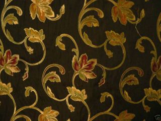Drapery Upholstery Fabric Black Abbot Hall Floral