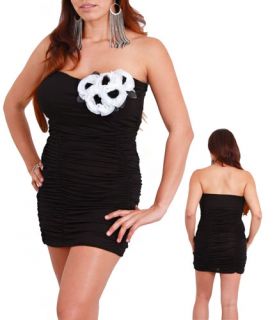 Womans Plus Size Black Strapless Dress Long Top Floral Accent 1XL 14 