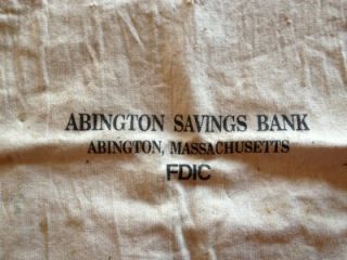Abington Savings Bank Money Bag Abington MA Massachusetts Nice Deposit 