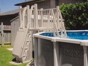 Above Ground Resin Swimming Pool Deck w Ladders