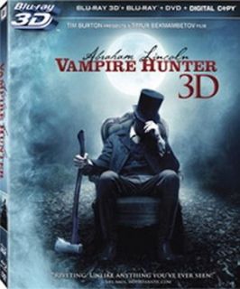 Tim Burtons Abraham Lincoln Vampire Hunter 3D Blu Ray DVD 2012 3 Disc 