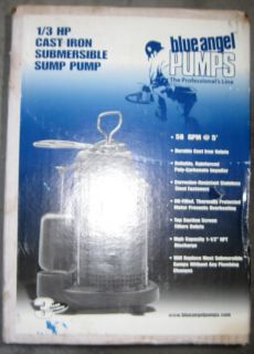 Blue Angel 1 3 HP submersible Sump Pump Cast Iron New In Box BCS33 