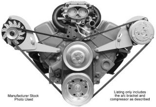   Chevy Steel Driver Side Low AC Bracket w V Belt Compressor SWP