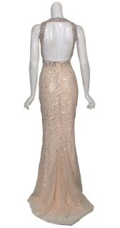 Reem Acra Glamorous Sequin Beaded Eve Gown Dress 8 New