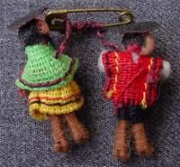 Vintage Hand Made Bolivian Couple Ethnic Dangling Pin