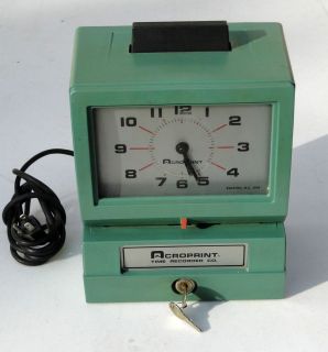 ACROPRINT TIME CLOCK MODEL 125NR4 WITH KEYS WORKING CONDITION