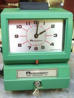 Acroprint 125 Time Clock 50 Free Time Cards Key Mint