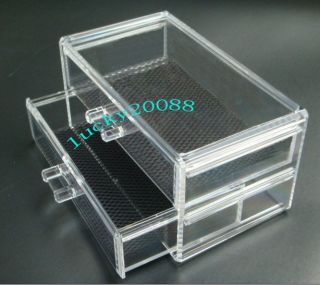 Luxury Clear Acrylic 2 Drawer Jewelry Organizer STORAGE Cube