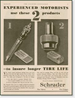 1930 Schrader Tire Valves and Gauges Advertising Ad