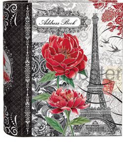 Paris Eiffel Tower Home Address Book Plus 10 File Folders France Punch 