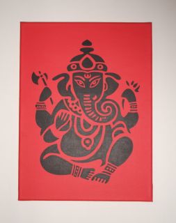 Hand painted acrylic painting on canvas of Ganesh