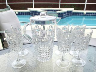 Fancy Clear Plastic Wine Glasses Cocktail Sangria Pitcher Set Outdoor 