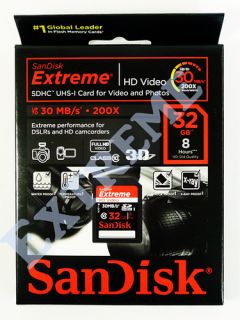 SanDisk 32GB 32G Extreme SD SDHC HD Card Video Class 10