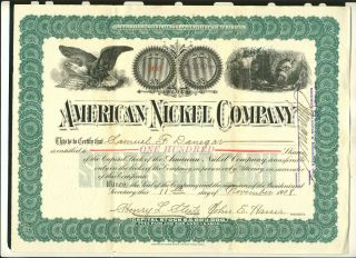 1908 American Nickel Company South Dakota Stock Certificate