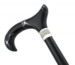 Black Pearlz Adjustable Folding Aluminum Walking Cane
