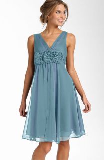 New Adrianna Papell Empire Waisted Rosette Flowing A Line Chiffon 