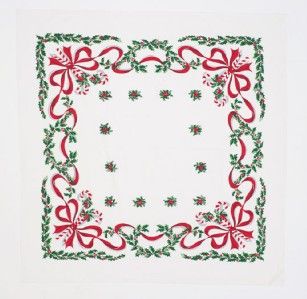 NEW Moda Christmas Candy Canes & Holly Tablecloth 52x52 Square Vintage 