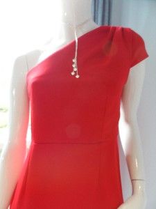adrienne vittadini one shoulder red dress size 8 nwt