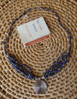 African Jewelry Beads Silver Copper Coil Wire Necklace