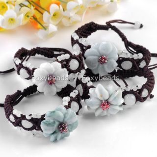Elegant Flower Jade Hand Knitted Adjustable Bracelet