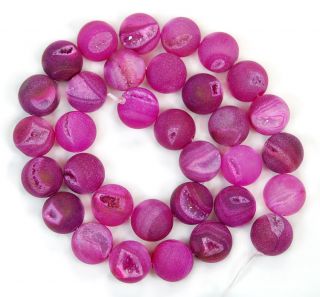 12mm magenta druzy agate round beads 15 5 condition brand new color 