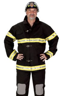 Mens Deluxe Fireman Fire Fighter Black Uniform Costume